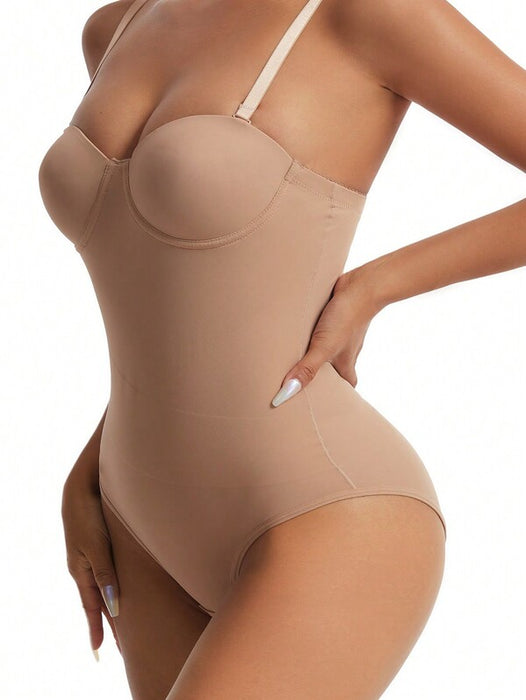 Women’s Bodysuit With Cup Design Body Shaper Sexy Slim Fit Apricot