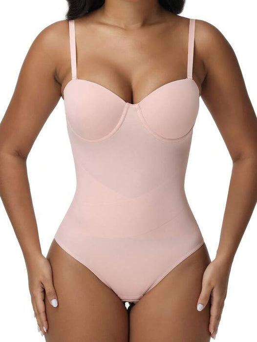 Women’s Bodysuit With Cup Design Body Shaper Sexy Slim Fit Pink