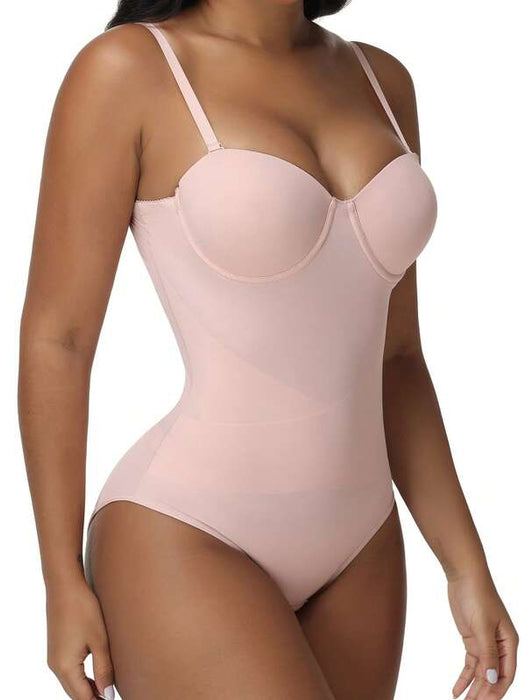Women’s Bodysuit With Cup Design Body Shaper Sexy Slim Fit Pink