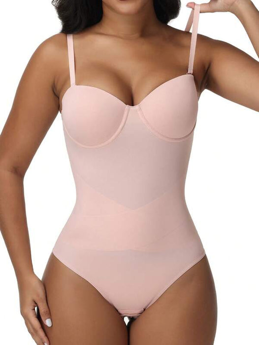 Women’s Bodysuit With Cup Design Body Shaper Sexy Slim Fit Pink