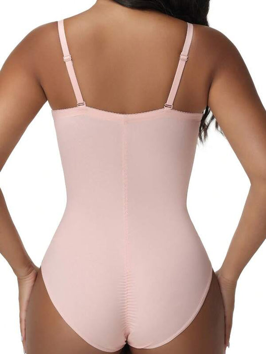 Women’s Bodysuit With Cup Design Body Shaper Sexy Slim Fit Pink