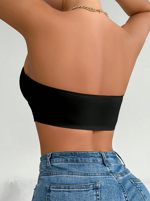 2PCS Front Closure Strapless Bandeau Bra Set – Wireless Soft Cup Comfort