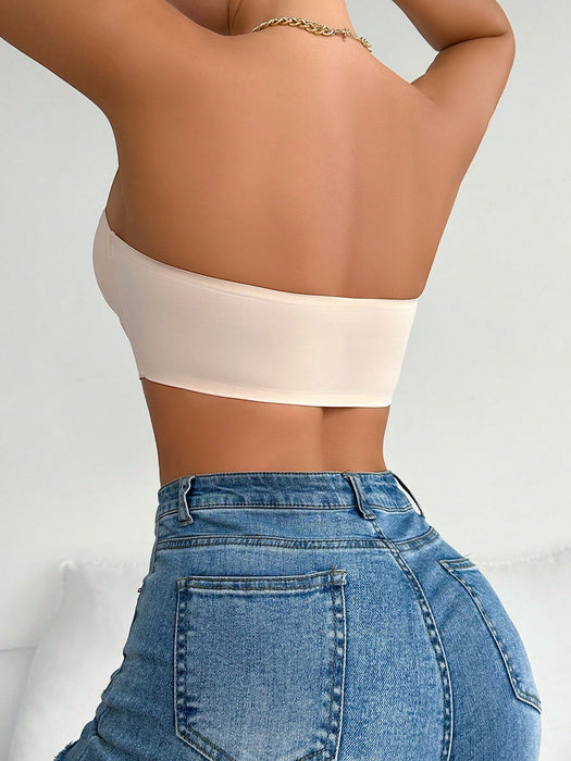 2PCS Front Closure Strapless Bandeau Bra Set – Wireless Soft Cup Comfort