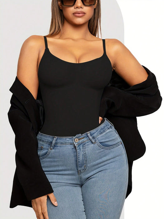 3pcs Solid Shaping Thong Bodysuit, Simple & Soft Tummy Control Slimmer Body Shaper