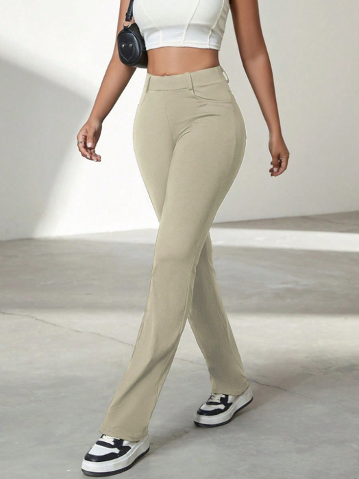 High Stretch Slim Pocket Design Straight Leg Pant