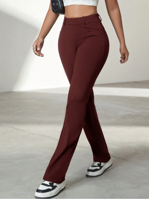High Stretch Slim Pocket Design Straight Leg Pant