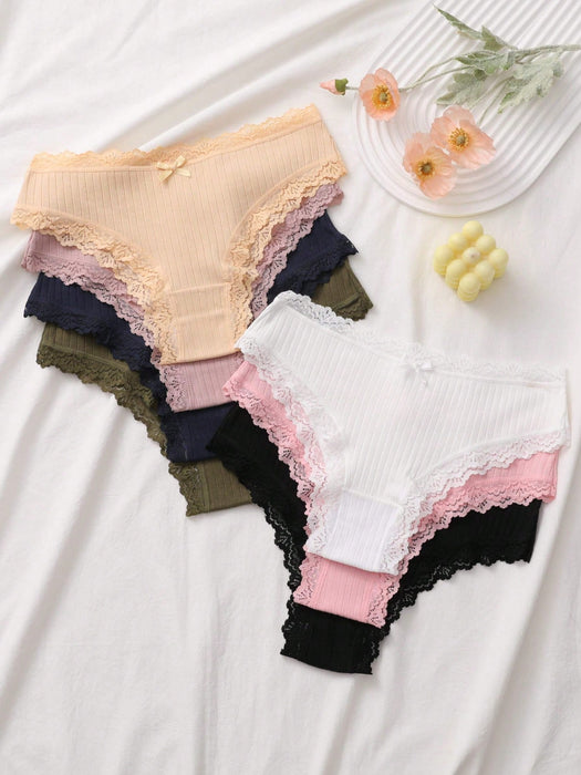 7pcs Set Comfortable Striped Cotton Bikini Panties