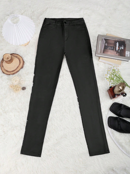 A High Waist PU Leather Skinny Pant