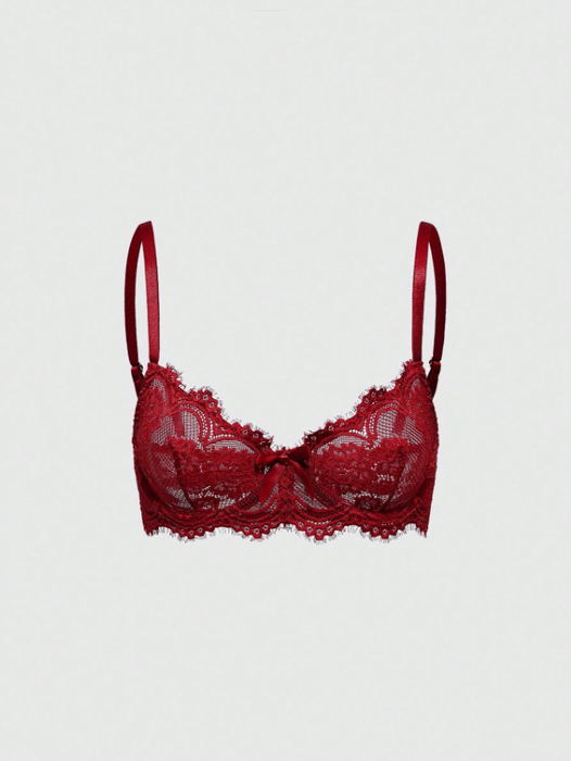 Floral Lace Underwire Triangle Cup Bra, For Valentine's Day