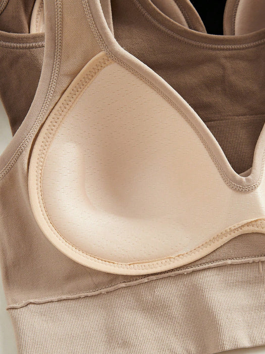 3PCS Solid Color Fixed Cup Seamless Backless Bra