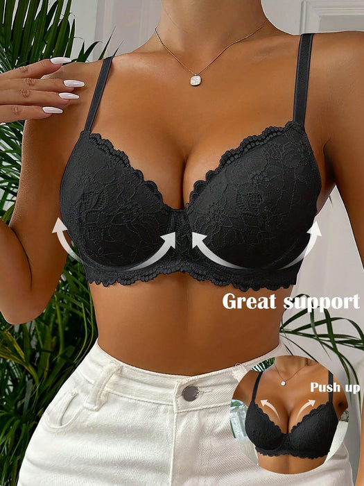 Lace Lingerie Bra – Ruched Adjustable Strap Bra