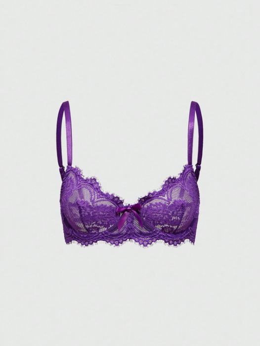 Floral Lace Underwire Triangle Cup Bra, For Valentine's Day