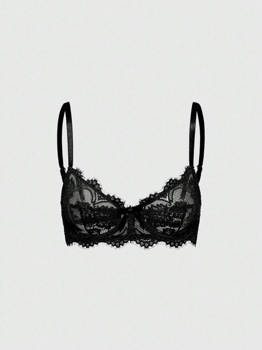 Floral Lace Underwire Triangle Cup Bra, For Valentine's Day