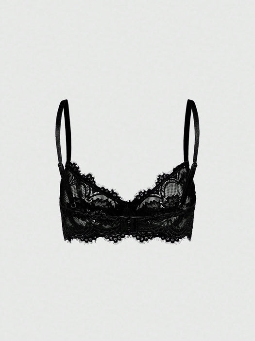 Floral Lace Underwire Triangle Cup Bra, For Valentine's Day