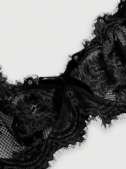 Floral Lace Underwire Triangle Cup Bra, For Valentine's Day