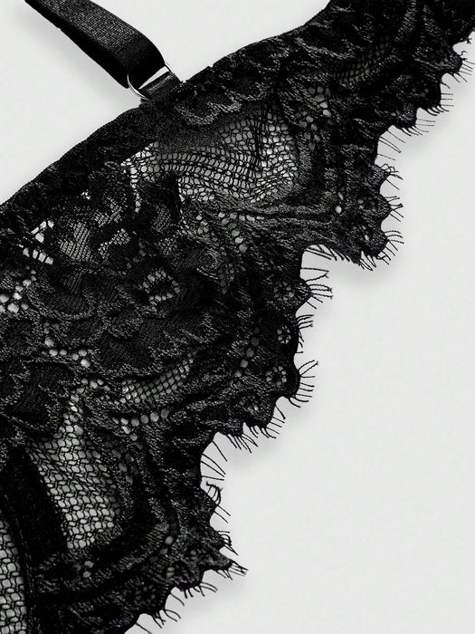 Floral Lace Underwire Triangle Cup Bra, For Valentine's Day