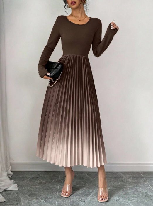 Women’s Elegant Ombre Maxi Dress Burnout Pleated Design
