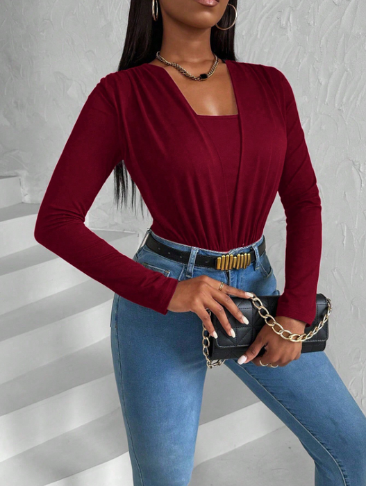Women’s 2-in-1 Long Sleeve Fashion Bodysuit