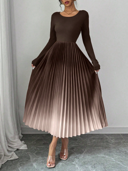 Women’s Elegant Ombre Maxi Dress Burnout Pleated Design