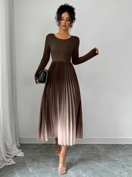 Women’s Elegant Ombre Maxi Dress Burnout Pleated Design