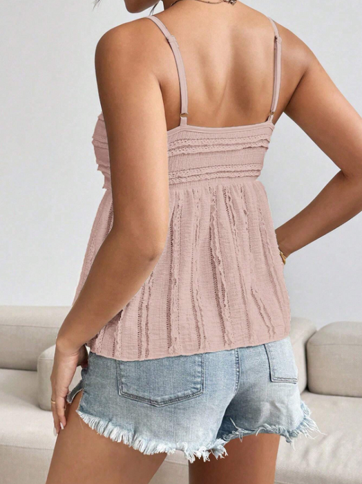 Women's Solid Color Frill Trim Camisole Top