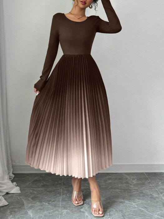 Women’s Elegant Ombre Maxi Dress Burnout Pleated Design