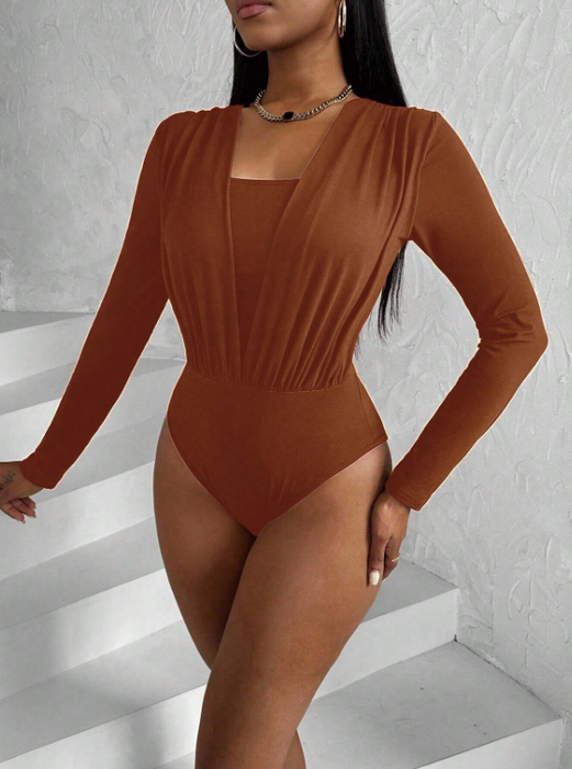 Women’s 2-in-1 Long Sleeve Fashion Bodysuit