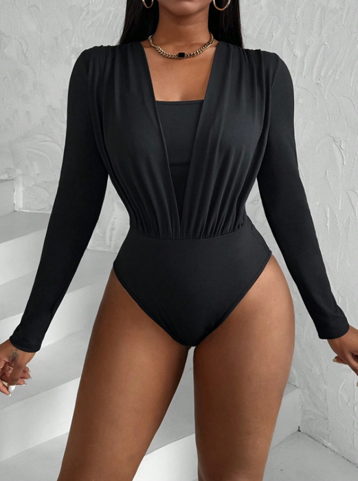 Women’s 2-in-1 Long Sleeve Fashion Bodysuit
