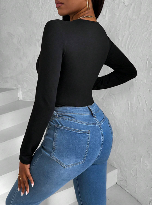 Women’s 2-in-1 Long Sleeve Fashion Bodysuit