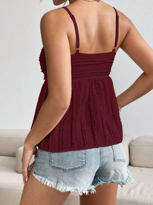 Women's Solid Color Frill Trim Camisole Top