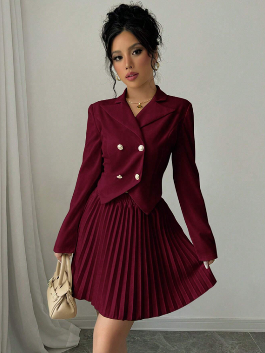 Modern Women’s Two-Piece Outfit Button Front Top & A-Line Skirt