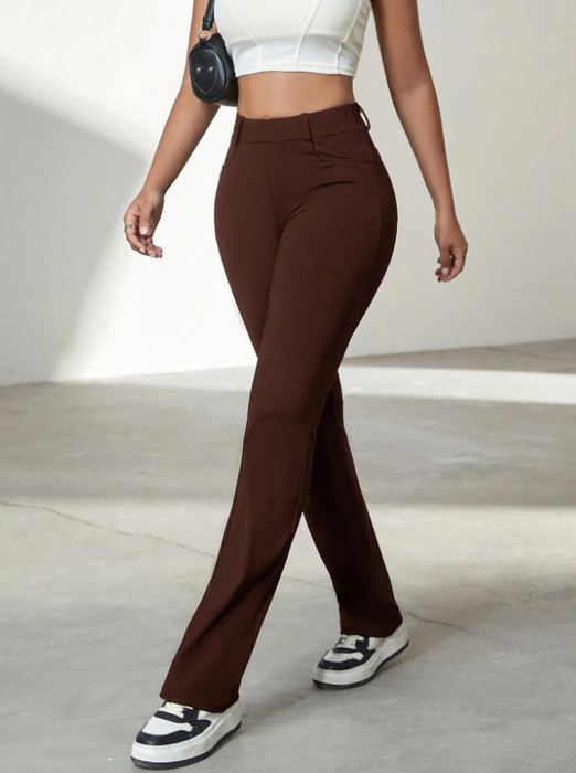 High Stretch Slim Pocket Design Straight Leg Pant