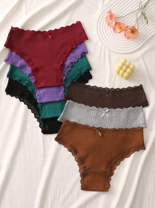7pcs Set Comfortable Striped Cotton Bikini Panties