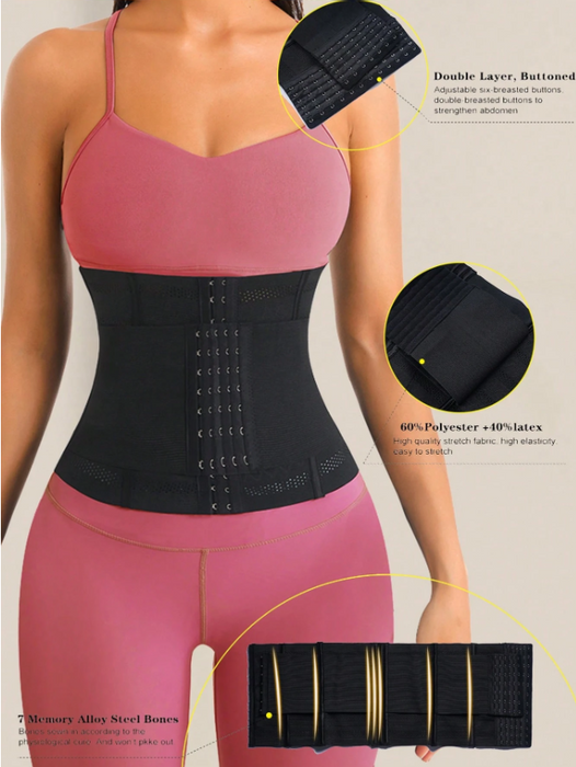 Women Double Belt Waist Trainer Corset Tummy Control Body Shaper