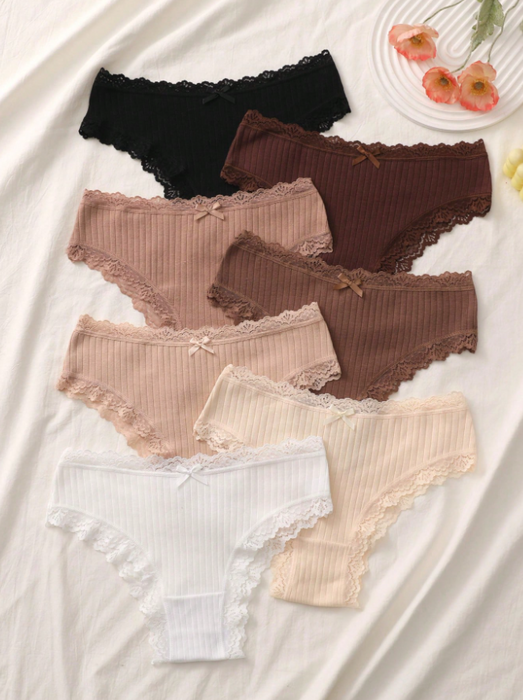 7pcs Set Comfortable Striped Cotton Bikini Panties