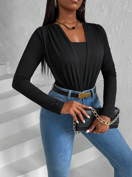 Women’s 2-in-1 Long Sleeve Fashion Bodysuit