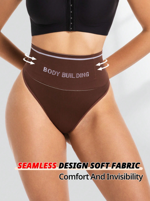 Women Seamless High-Rise Tummy Control Shapewear Thong Black