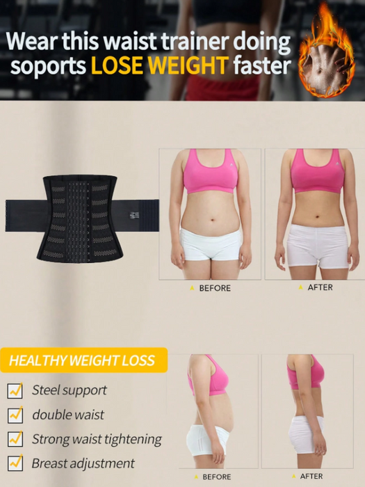 Women Double Belt Waist Trainer Corset Tummy Control Body Shaper