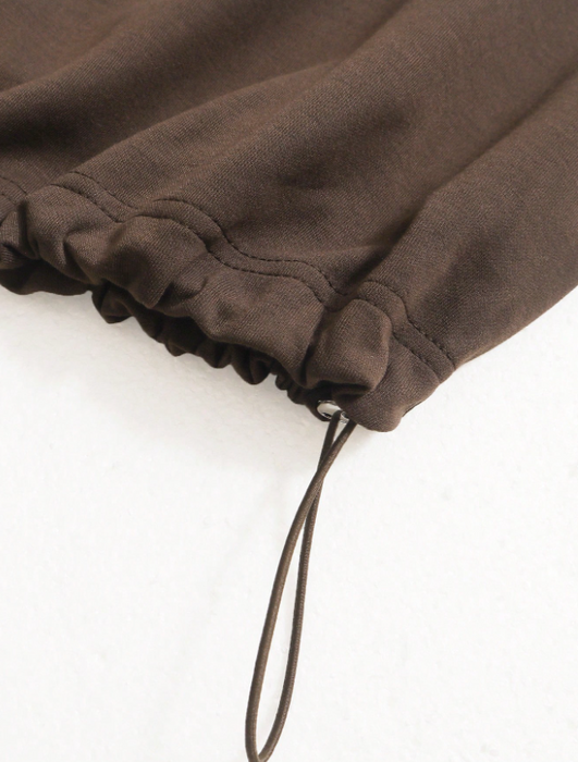 Vintage Style 3PCS Half-Zip Sweatshirt Set Solid Colour Drawstring Hem