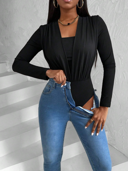 Women’s 2-in-1 Long Sleeve Fashion Bodysuit