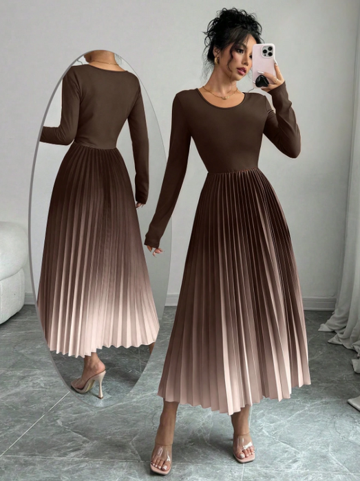 Women’s Elegant Ombre Maxi Dress Burnout Pleated Design