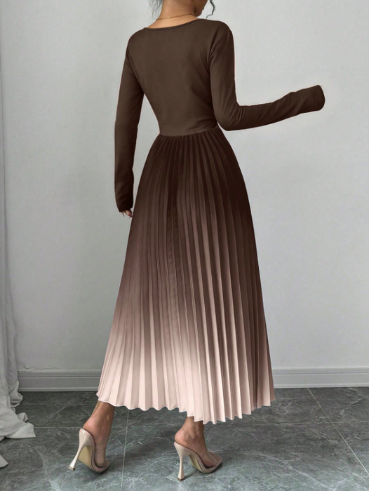 Women’s Elegant Ombre Maxi Dress Burnout Pleated Design