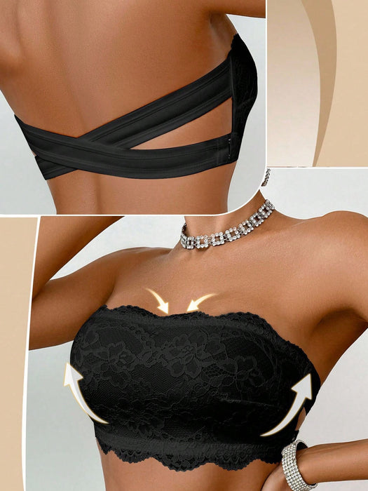 1PC Women’s Lace Wireless Bandeau Bra