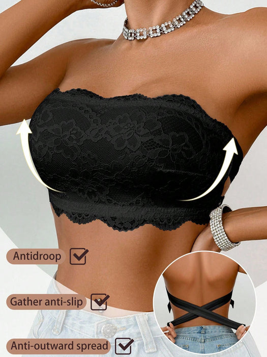 1PC Women’s Lace Wireless Bandeau Bra