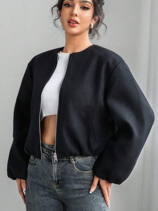 Women’s Cropped Bomber Jacket Varsity Aviator Autumn Winter Coat UK