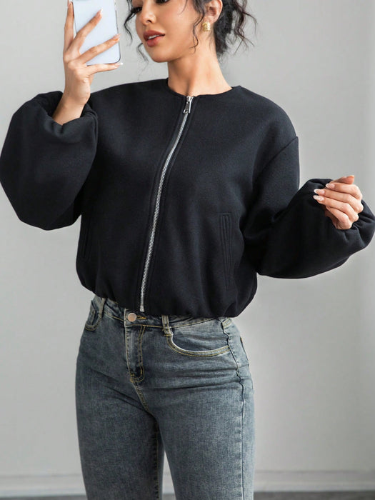 Women’s Cropped Bomber Jacket Varsity Aviator Autumn Winter Coat UK