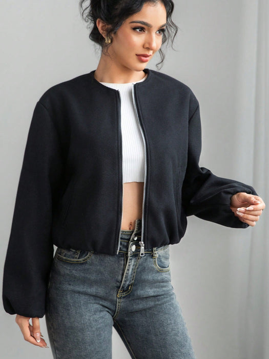 Women’s Cropped Bomber Jacket Varsity Aviator Autumn Winter Coat UK
