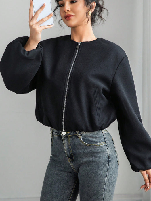 Women’s Cropped Bomber Jacket Varsity Aviator Autumn Winter Coat UK