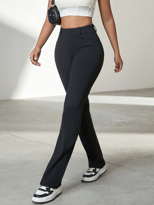 High Stretch Slim Pocket Design Straight Leg Pant