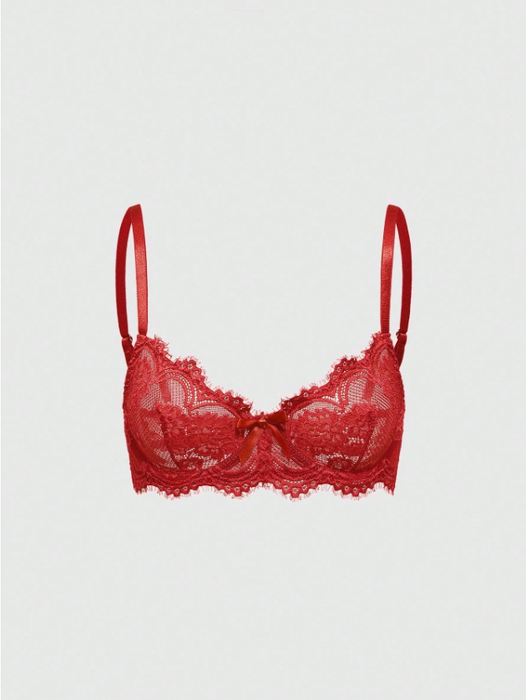 Floral Lace Underwire Triangle Cup Bra, For Valentine's Day